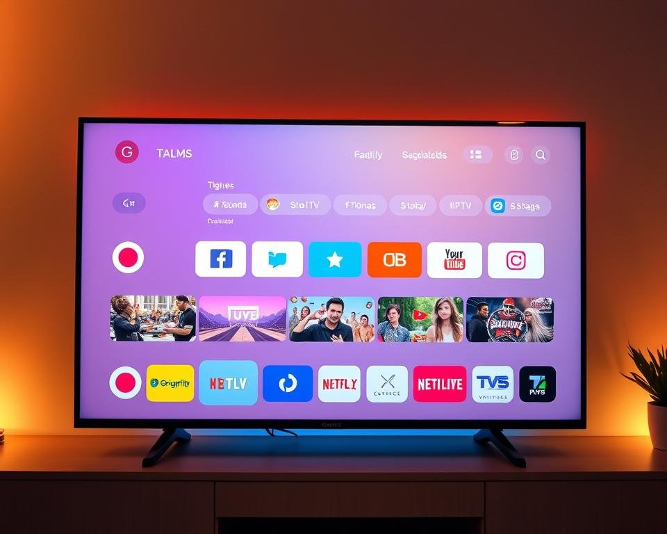 A sleek, modern IPTV streaming service interface, showcasing a personalized dashboard with customizable tiles and icons. The display features a clean, minimalist design with a focus on intuitive user experience. Warm, soft lighting highlights the vibrant yet subdued color palette, creating a welcoming and sophisticated ambiance. The layout is balanced, with a clear hierarchy of information and easy-to-navigate menus. The overall impression conveys a sense of elegance, efficiency, and technological sophistication tailored to the user's preferences. A sleek, modern IPTV streaming service interface, showcasing a personalized dashboard with customizable tiles and icons. The display features a clean, minimalist design with a focus on intuitive user experience. Warm, soft lighting highlights the vibrant yet subdued color palette, creating a welcoming and sophisticated ambiance. The layout is balanced, with a clear hierarchy of information and easy-to-navigate menus. The overall impression conveys a sense of elegance, efficiency, and technological sophistication tailored to the user's preferences.
