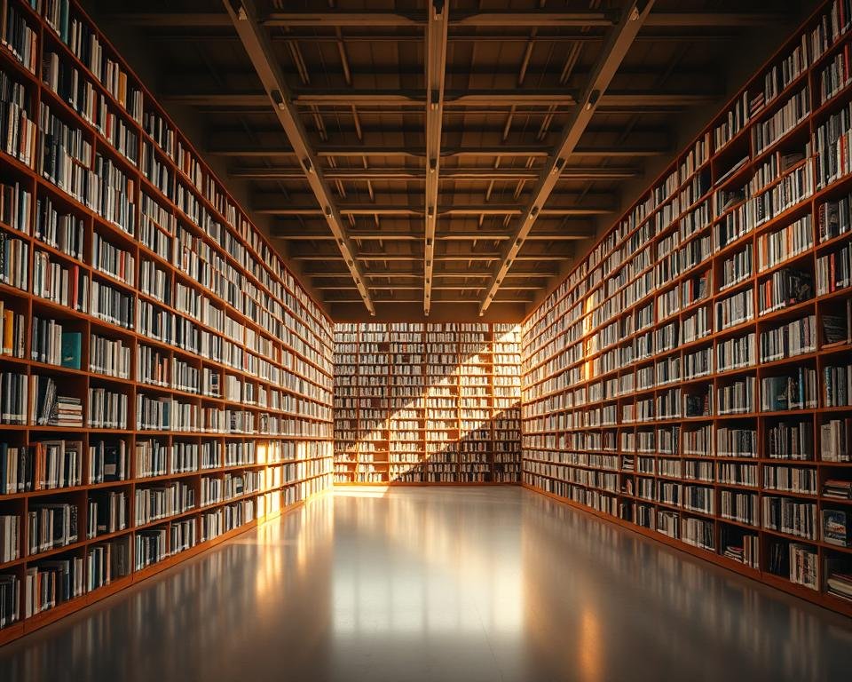 A vast, meticulously organized content library, with rows of neatly categorized shelves stretching into the distance. Warm, natural lighting filters through large windows, casting a soft glow over the scene. The shelves are filled with a diverse array of multimedia content - from books and magazines to digital files and streaming services, all seamlessly integrated and readily accessible. In the foreground, a clean, minimalist user interface invites exploration, its intuitive design guiding the viewer through the wealth of options. The overall atmosphere conveys a sense of order, efficiency, and a commitment to providing a comprehensive and enriching entertainment experience.